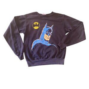 Vtg. 80s Batman Black Sweatshirt Division 1 Tagged XL (Youth) Fits to Adult Med